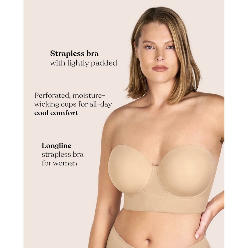 HSIA Longline Strapless Underwire Full Coverage Corset Bra Nude 38DD NWT